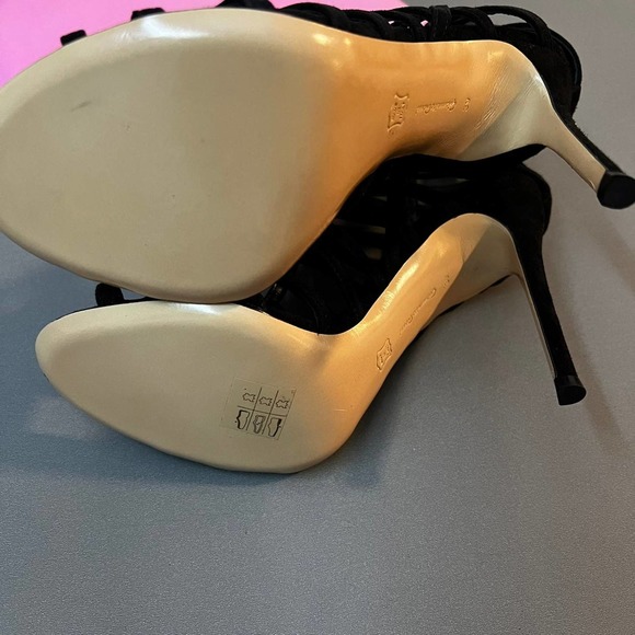 Gianvito Rossi Suede Caged Lace-Up Sandal BLACK 39 - Picture 4 of 6